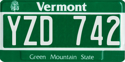 VT license plate YZD742