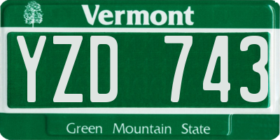 VT license plate YZD743