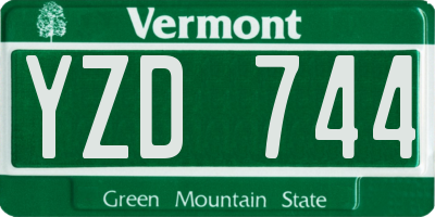 VT license plate YZD744