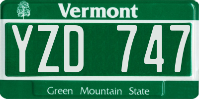 VT license plate YZD747