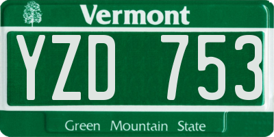 VT license plate YZD753