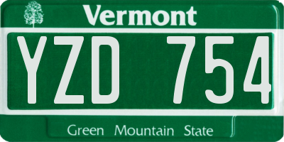 VT license plate YZD754