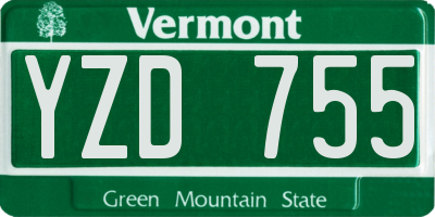 VT license plate YZD755