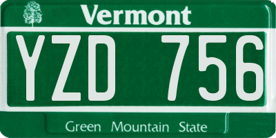 VT license plate YZD756