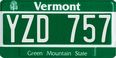 VT license plate YZD757