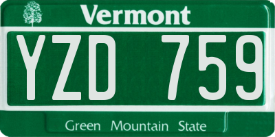 VT license plate YZD759