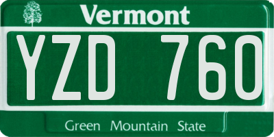 VT license plate YZD760