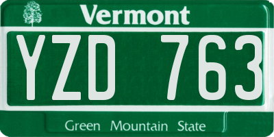 VT license plate YZD763