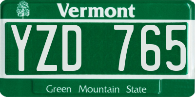 VT license plate YZD765