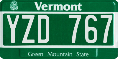 VT license plate YZD767