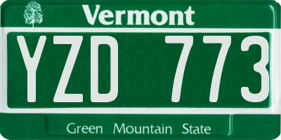 VT license plate YZD773