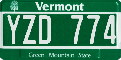 VT license plate YZD774