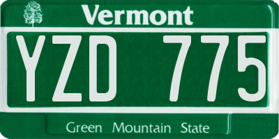 VT license plate YZD775