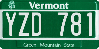 VT license plate YZD781