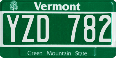 VT license plate YZD782