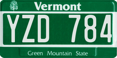 VT license plate YZD784