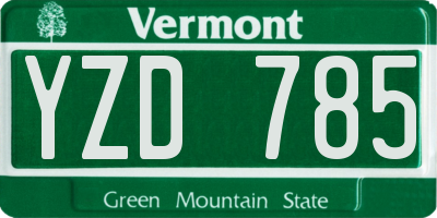 VT license plate YZD785