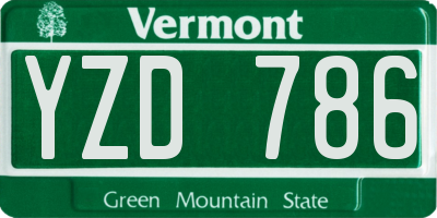 VT license plate YZD786