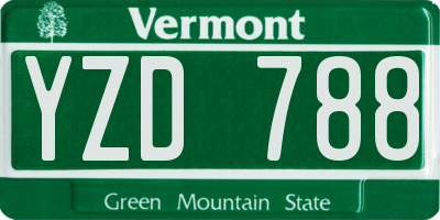 VT license plate YZD788