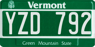 VT license plate YZD792