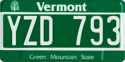 VT license plate YZD793