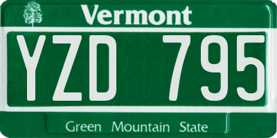 VT license plate YZD795