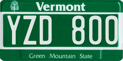 VT license plate YZD800