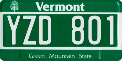 VT license plate YZD801