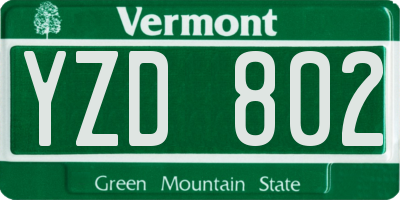 VT license plate YZD802
