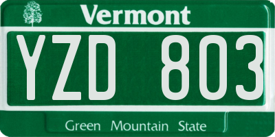 VT license plate YZD803