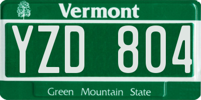 VT license plate YZD804