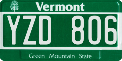VT license plate YZD806