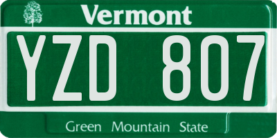VT license plate YZD807
