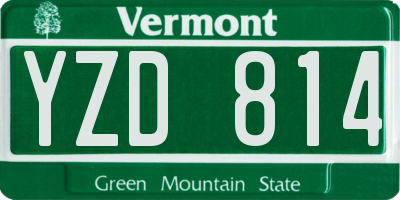 VT license plate YZD814