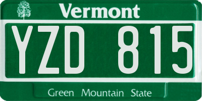 VT license plate YZD815