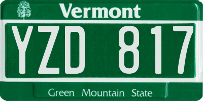 VT license plate YZD817