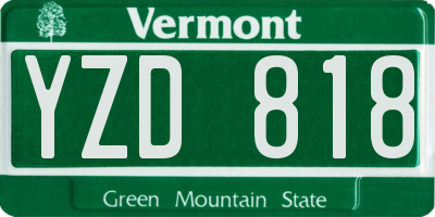 VT license plate YZD818