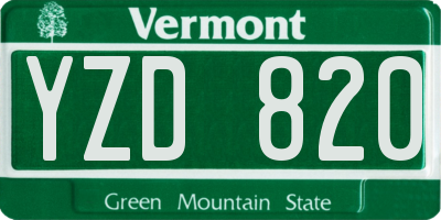 VT license plate YZD820