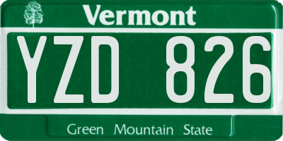 VT license plate YZD826