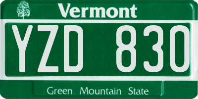 VT license plate YZD830