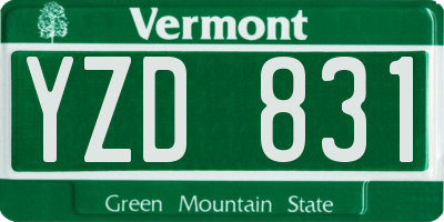 VT license plate YZD831