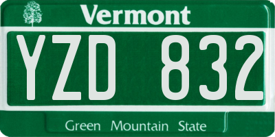 VT license plate YZD832