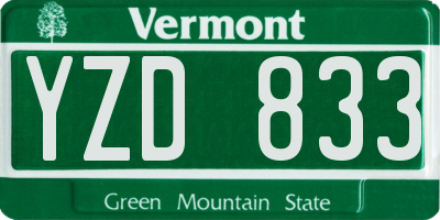 VT license plate YZD833