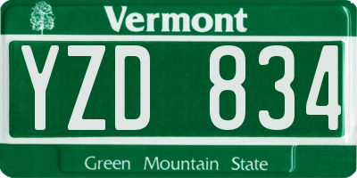 VT license plate YZD834