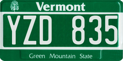 VT license plate YZD835