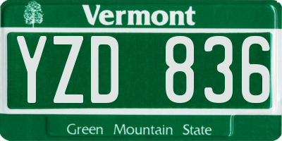 VT license plate YZD836