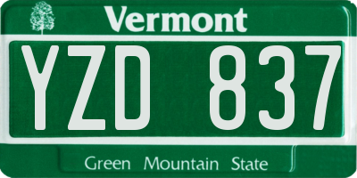 VT license plate YZD837