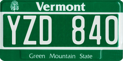 VT license plate YZD840