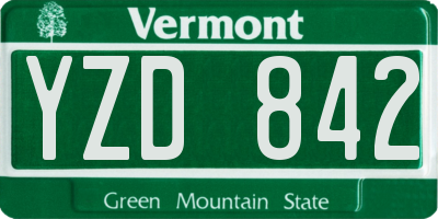 VT license plate YZD842