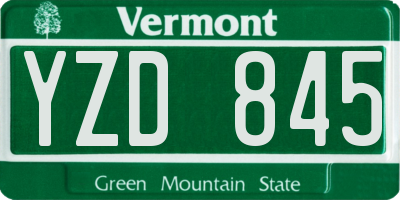 VT license plate YZD845